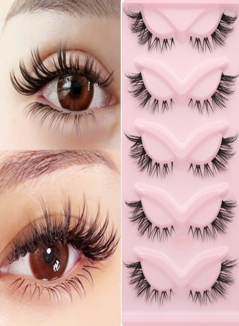 (رمضان)رموش اصطناعية للسيدات - رموش كثيفة ومنفوخة طبيعية 5 أزواج متعددة الاستخدامات بتجعيد 3D للحفلات والمناسبات | مريحة وخفيفة الوزن لمكياج يومي - Image 1